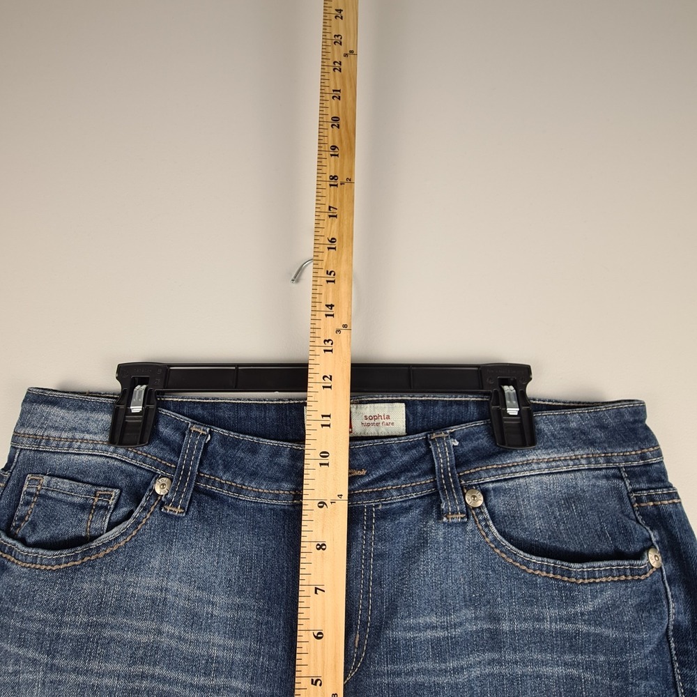 l.e.i. Jeans‎ Sophia Hipster Flare Womens 15 Stretch Denim Flap Pockets LEI Y2K - Picture 4 of 12